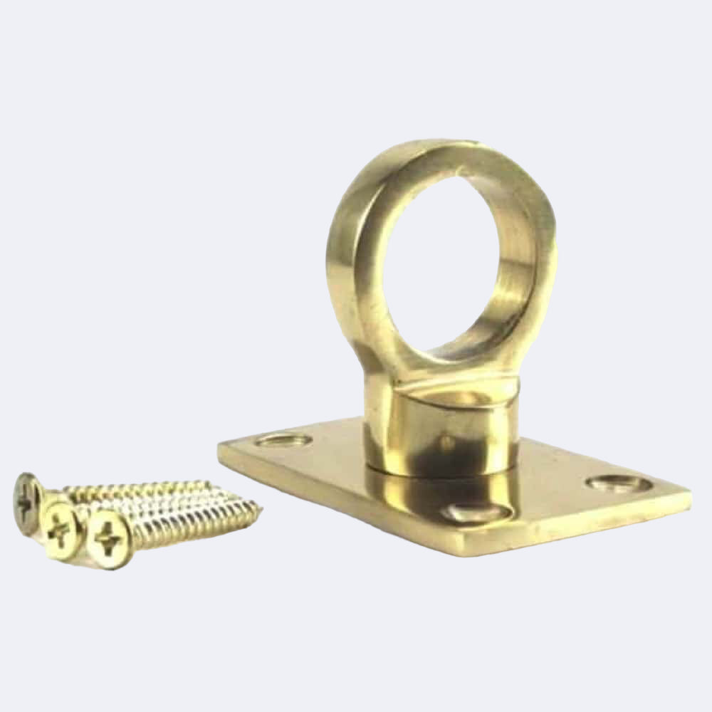 Brass Rope Guide 36mm Polished Brass Eye Plate Rope Fittings | Stair Ropes UK