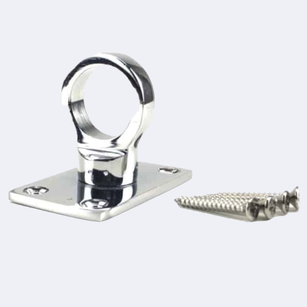28mm Polished Chrome Eye Plate Rope Fittings | Stair Ropes UK