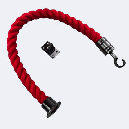 Synthetic Red Barrier Rope With Cup End, Hook & Eye Plate