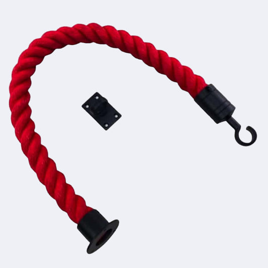 Synthetic Red Barrier Rope With Cup End, Hook & Eye Plate