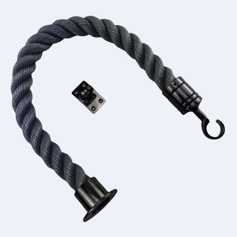 Synthetic Grey Barrier Rope With Cup End, Hook & Eye Plate