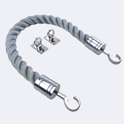Synthetic Grey Barrier Rope With Hook & Eye Plates