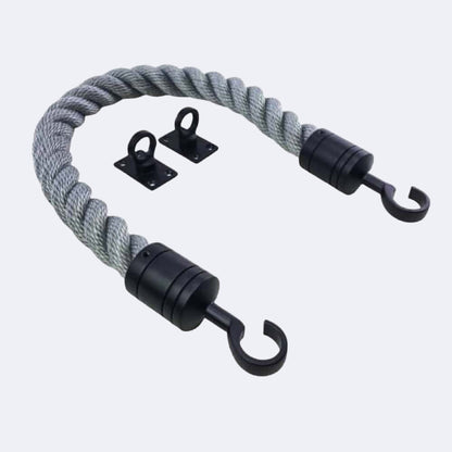 Synthetic Grey Barrier Rope With Hook & Eye Plates