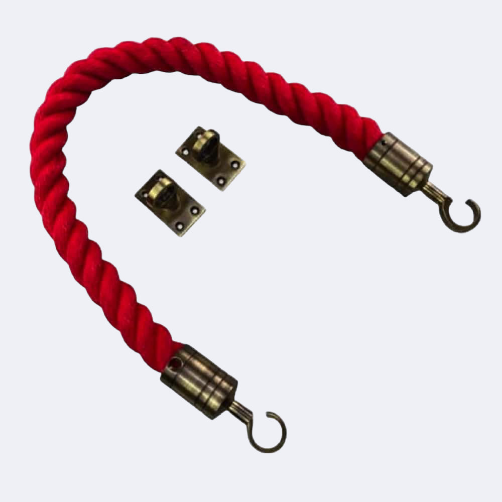 Synthetic Red Barrier Rope With Hook & Eye Plates