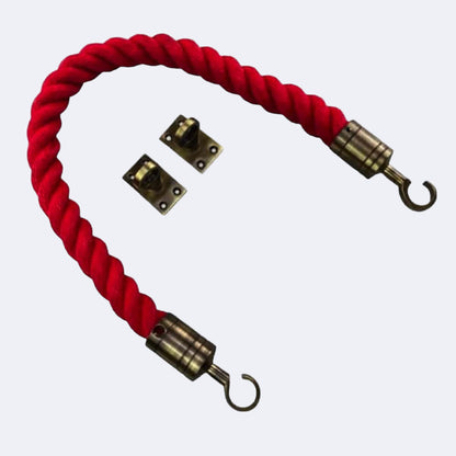 Synthetic Red Barrier Rope With Hook & Eye Plates