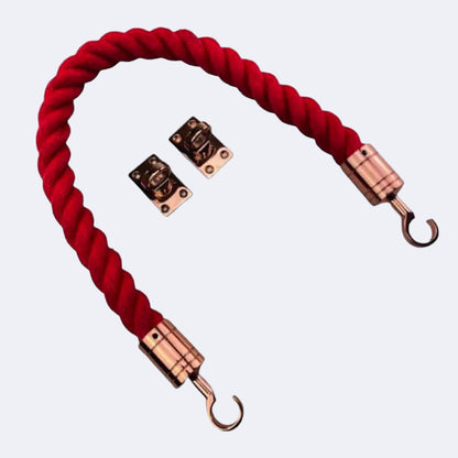 Synthetic Red Barrier Rope With Hook & Eye Plates