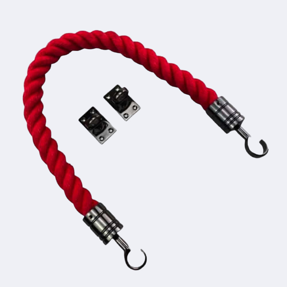 Synthetic Red Barrier Rope With Hook & Eye Plates