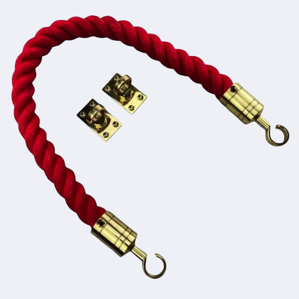 Synthetic Red Barrier Rope With Hook & Eye Plates