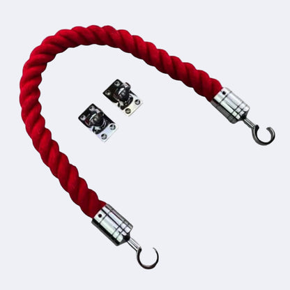 Synthetic Red Barrier Rope With Hook & Eye Plates