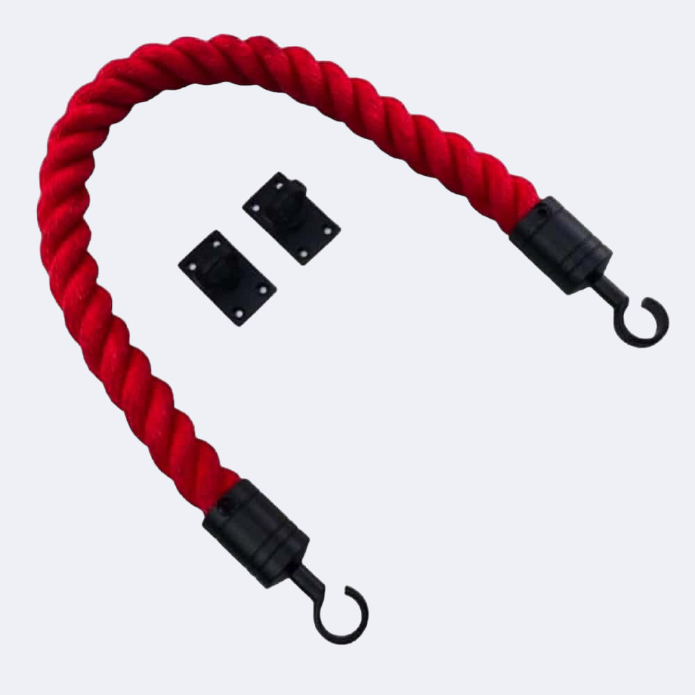 Synthetic Red Barrier Rope With Hook & Eye Plates