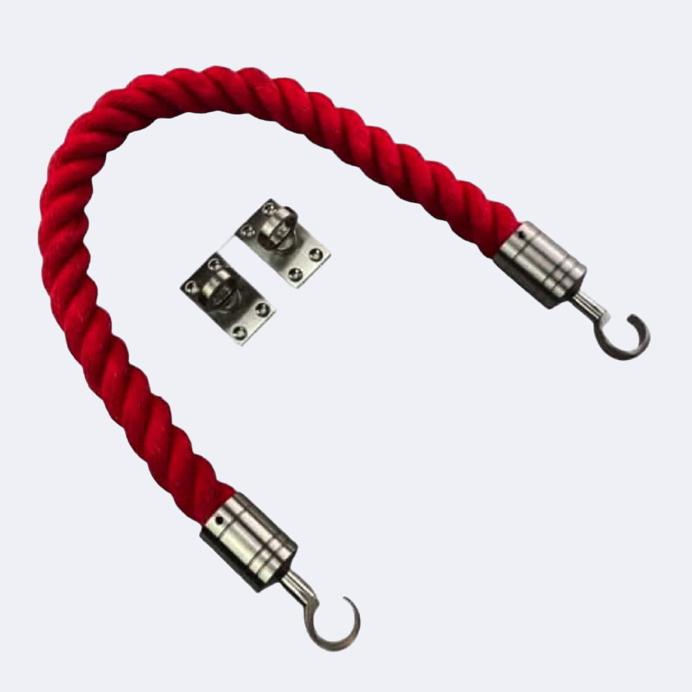 Synthetic Red Barrier Rope With Hook & Eye Plates