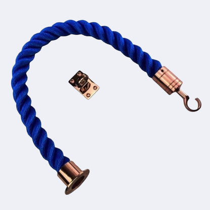 Synthetic Royal Blue Barrier Rope With Cup End, Hook & Eye Plate