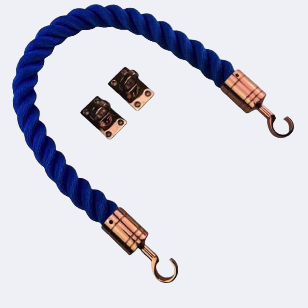 Synthetic Royal Blue Barrier Rope With Hook & Eye Plates