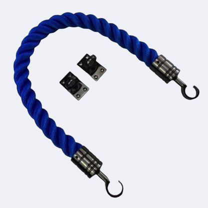 Synthetic Royal Blue Barrier Rope With Hook & Eye Plates