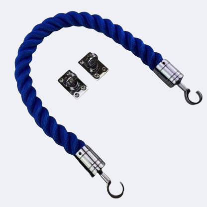 Synthetic Royal Blue Barrier Rope With Hook & Eye Plates