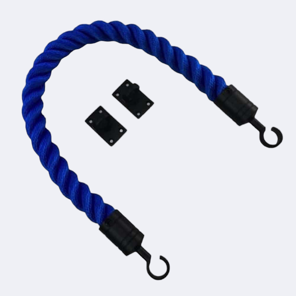 Synthetic Royal Blue Barrier Rope With Hook & Eye Plates