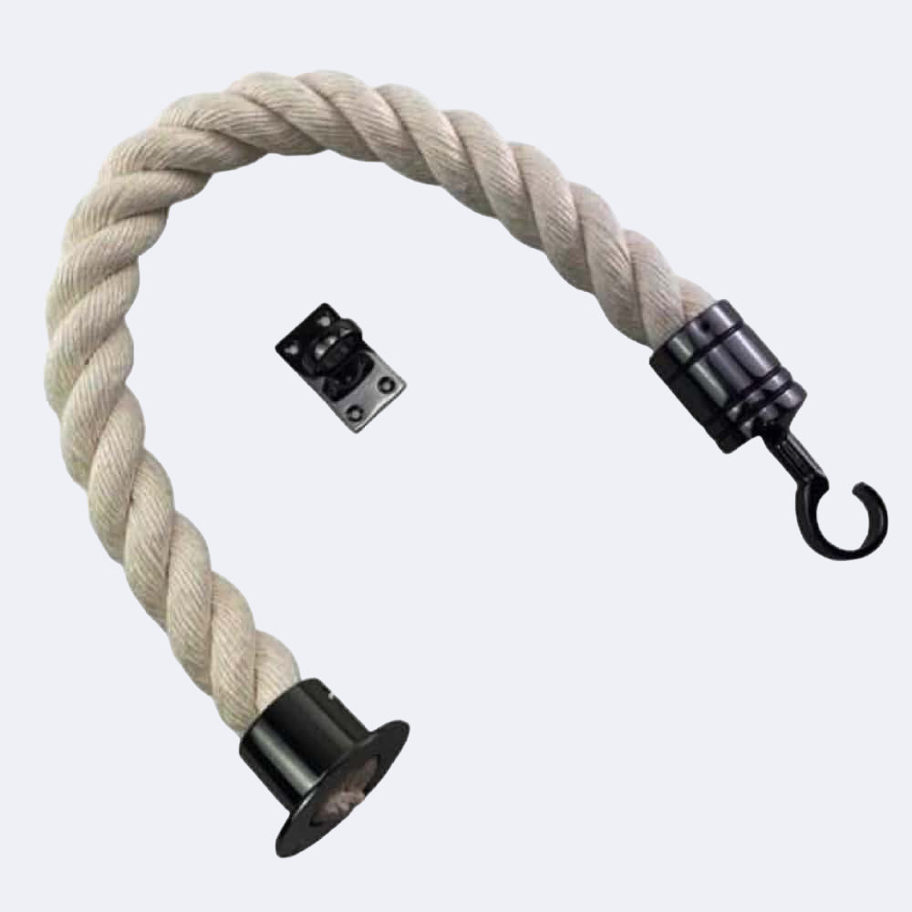 Synthetic White Cotton Barrier Rope With Cup End, Hook & Eye Plate