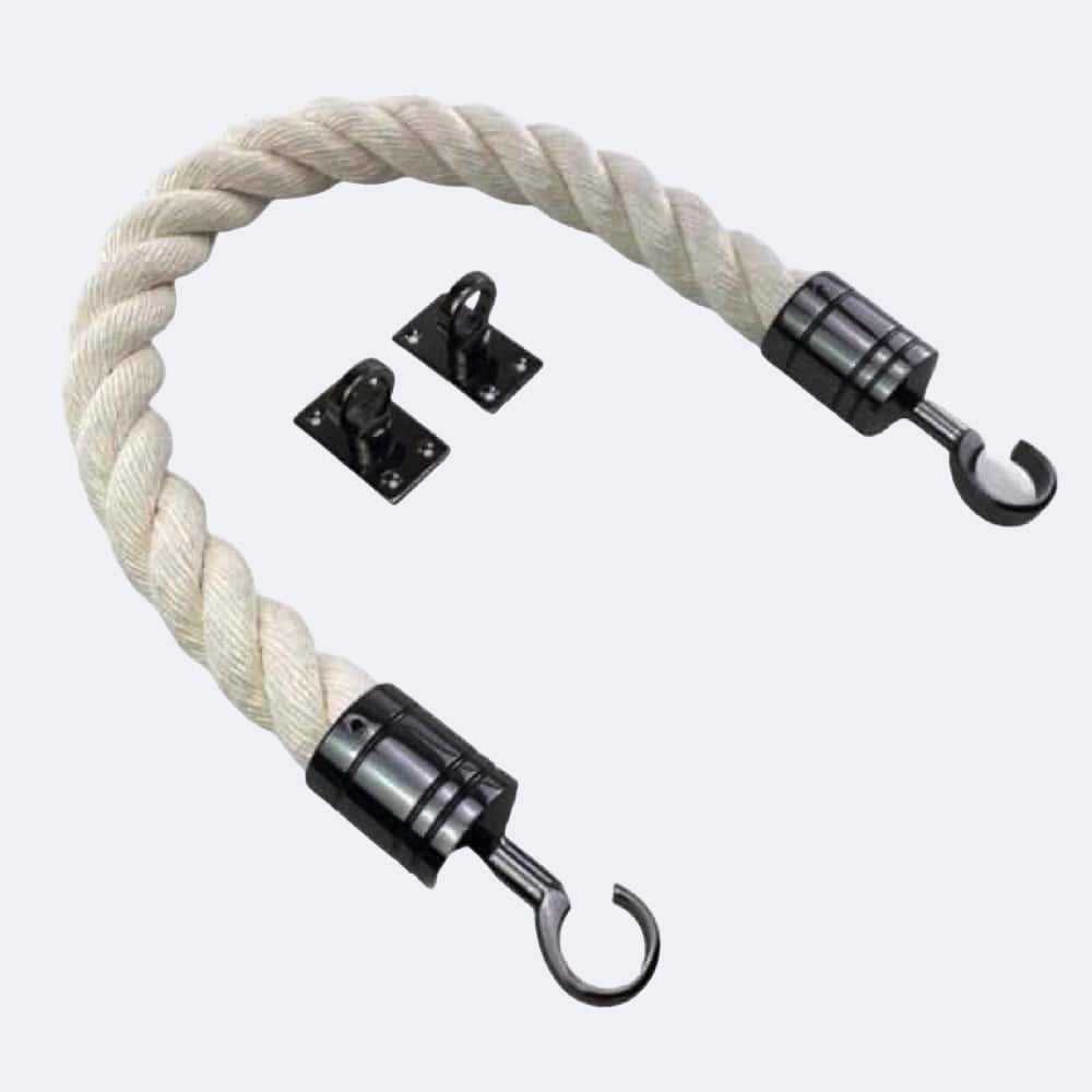 Synthetic White Cotton Barrier Rope With Hook & Eye Plates