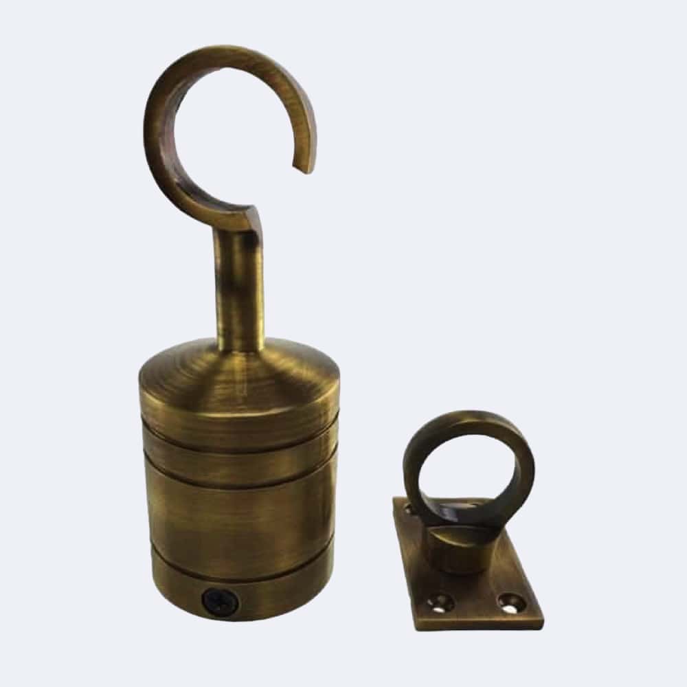 36mm Antique Brass Hook And Eye Plate Rope Fittings