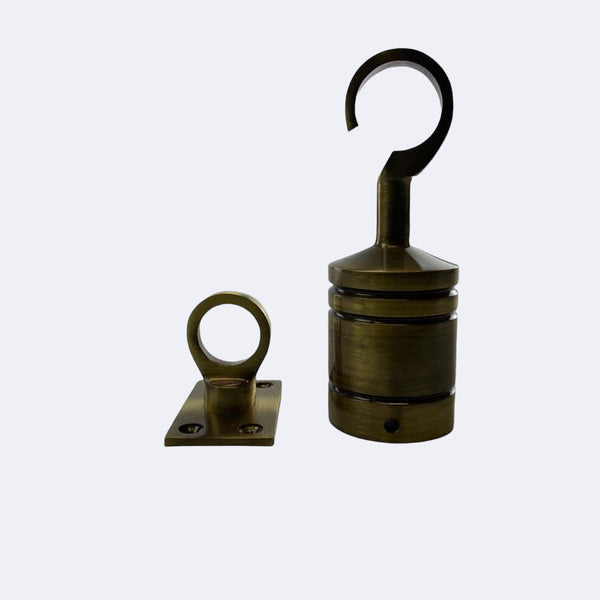 36mm Antique Brass Hook And Eye Plate Rope Fittings | Stair Ropes UK