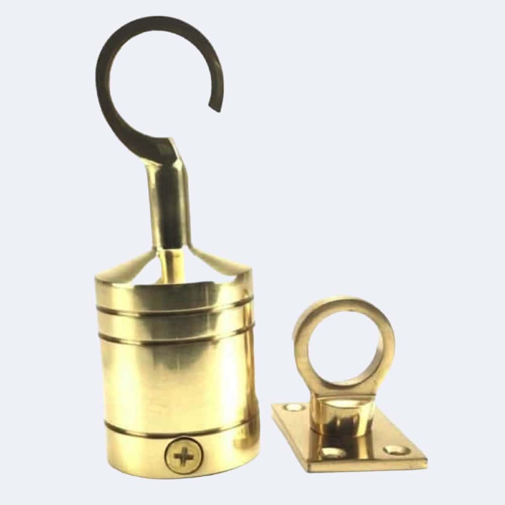 36mm Polished Brass Hook And Eye Plate Rope Fittings