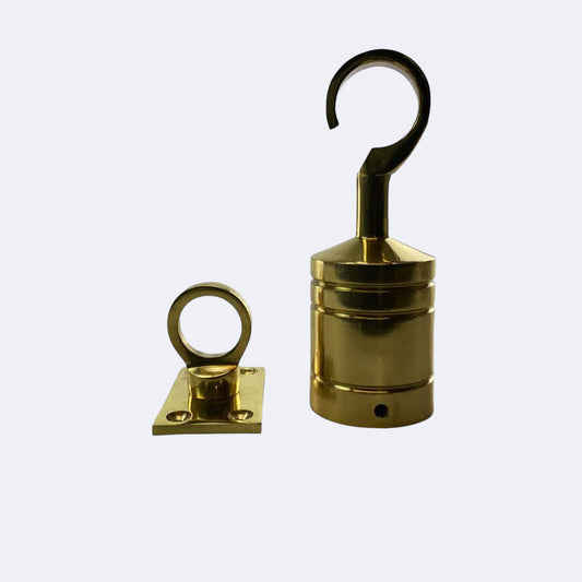 50mm Polished Brass Hook And Eye Plate Rope Fittings