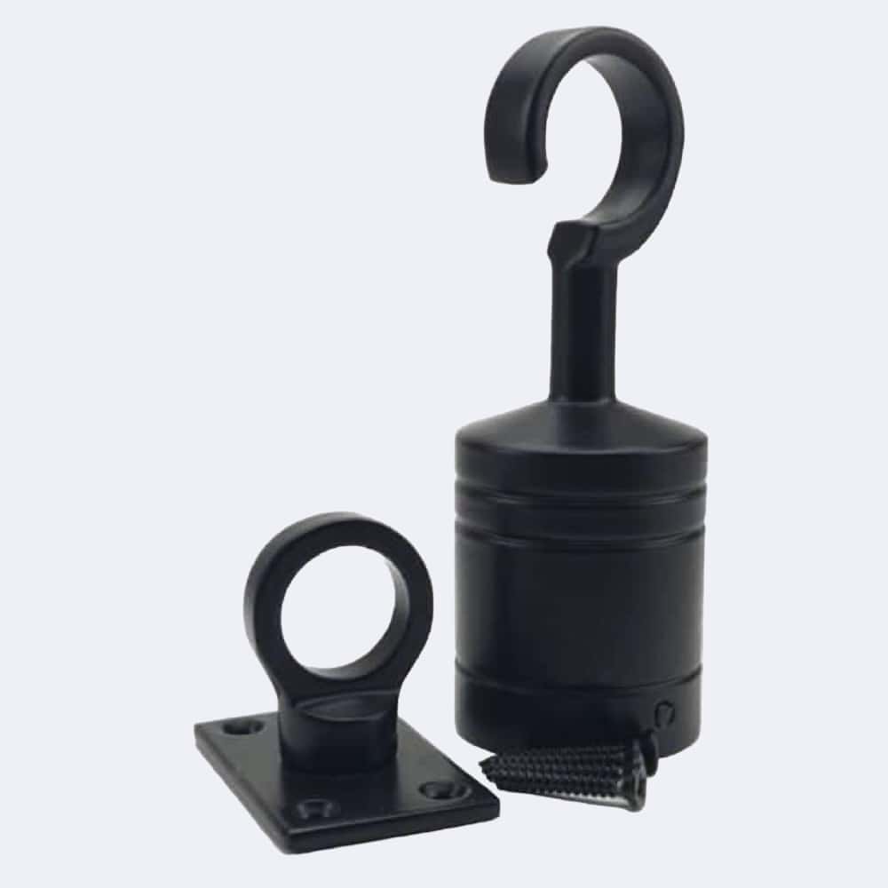 40mm Powder Coated Black Hook And Eye Plate Rope Fittings